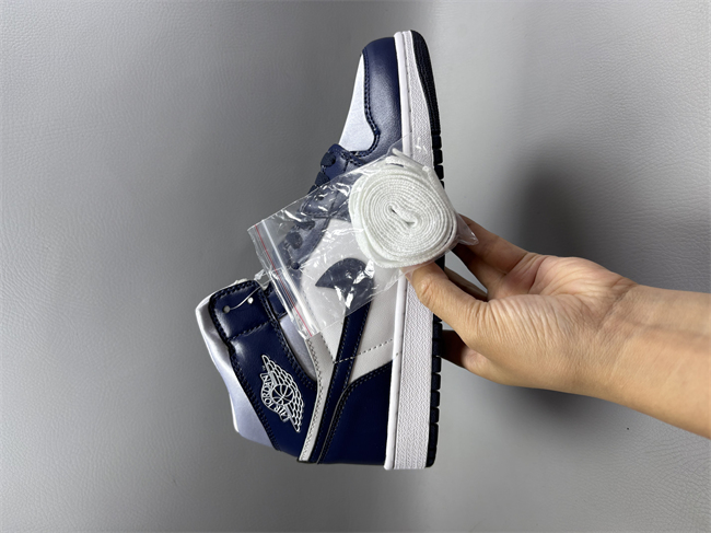 Women Running Weapon Air Jordan 1 Navy White Shoes 543 Sneaker