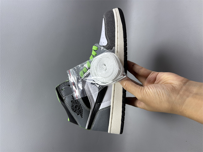 Women Running Weapon Air Jordan 1 Grey White Shoes 542 Sneaker
