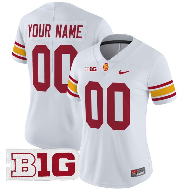 Women's USC Trojans Custom White Throwback 2025 Nike F.U.S.E. Vapor Limited Stitched Football Jersey