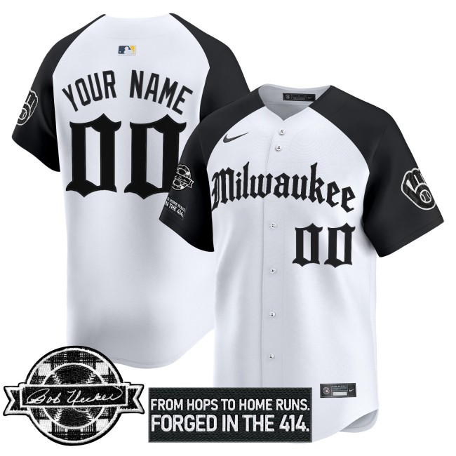 Milwaukee Brewers Bob Uecker Patch Nike MLB Limited Custom Jersey - Gothic Edition - Alternate