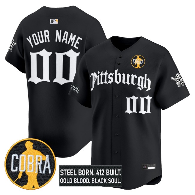 Pittsburgh Pirates 'Dave Parker Cobra Patch' MLB Limited Custom Jersey - Gothic Edition Black