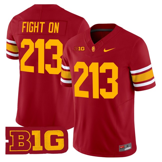 Men's USC Trojans 213 Fight On Throwback 2025 Nike Limited Football Jersey - Cardinal