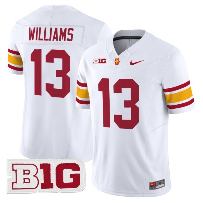Men's USC Trojans #13 Caleb Williams Throwback 2025 Nike Limited Football Jersey - White