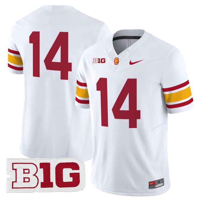 Men's USC Trojans #14 Throwback 2025 Nike Limited Football Jersey - White