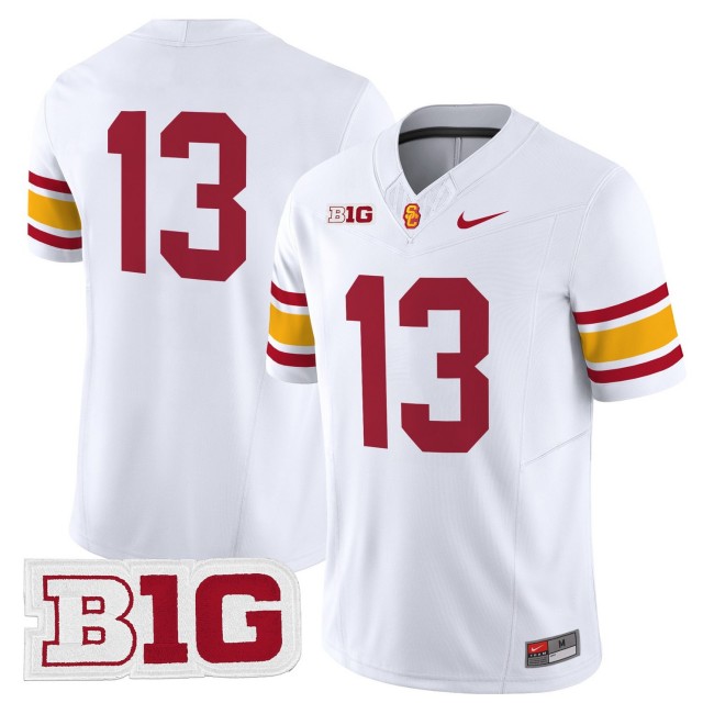 Men's USC Trojans #13 Throwback 2025 Nike Limited Football Jersey - White