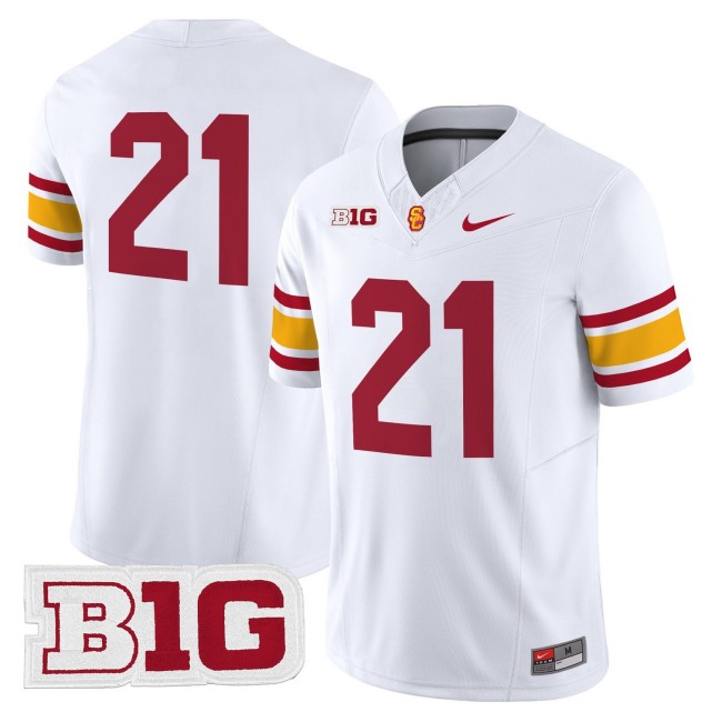 Men's USC Trojans #21 Throwback 2025 Nike Limited Football Jersey - White