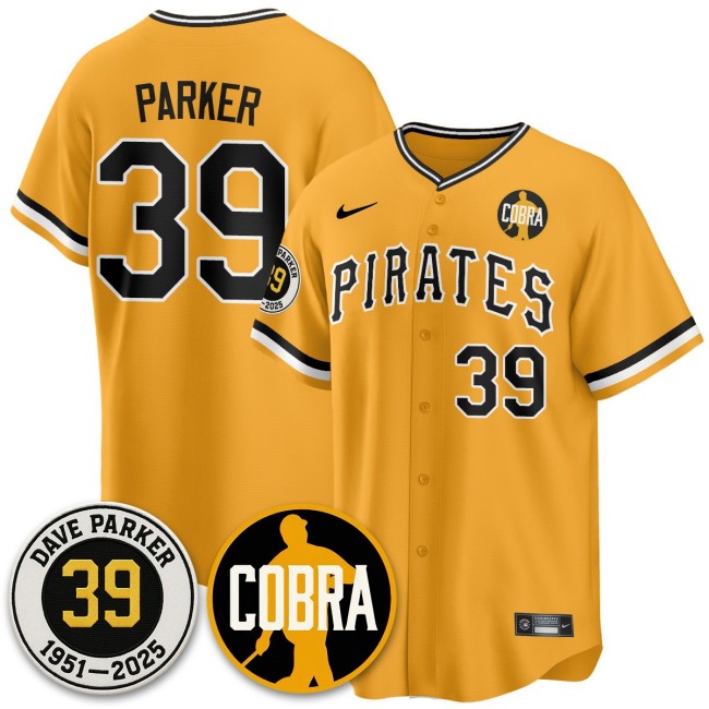 Men's Pittsburgh Pirates #39 Memories Dave Parker COBRA Patch Cool Base Stitched Baseball Jersey - Throwback Yellow