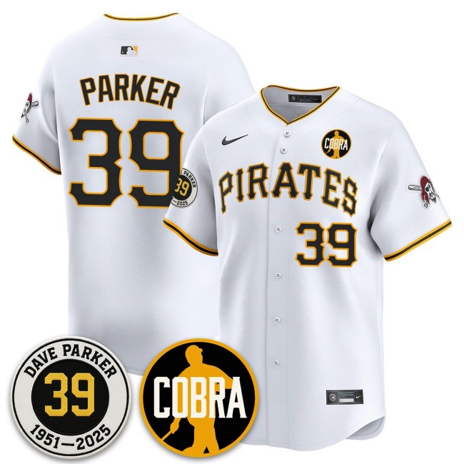 Men's Pittsburgh Pirates #39 Memories Dave Parker COBRA Patch Nike Limited Stitched Baseball Jersey - White