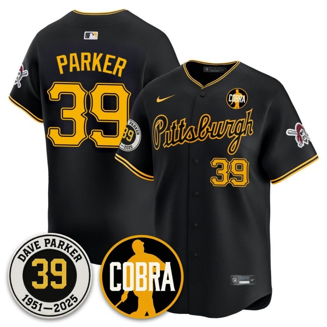 Men's Pittsburgh Pirates #39 Memories Dave Parker COBRA Patch Nike Limited Stitched Baseball Jersey - Black