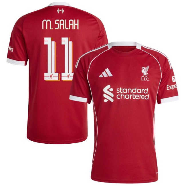 Men's Liverpool FC #11 Mohamed Salah 2025-26 adidas Home Red Kit Jersey