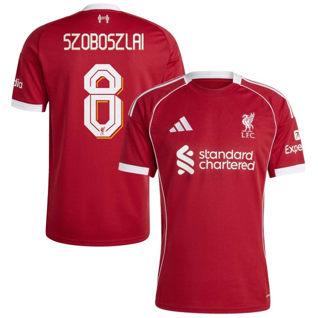 Men's Liverpool FC #8 Dominik Szoboszlai 2025-26 adidas Home Red Kit Jersey