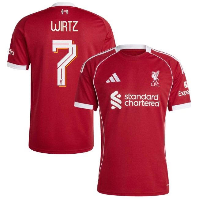 Men's Liverpool FC #7 Florian Wirtz 2025-26 adidas Home Red Kit Jersey