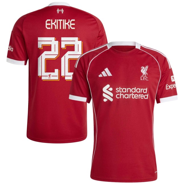 Men's Liverpool FC #22 Hugo Ekitike 2025-26 adidas Home Red Kit Jersey