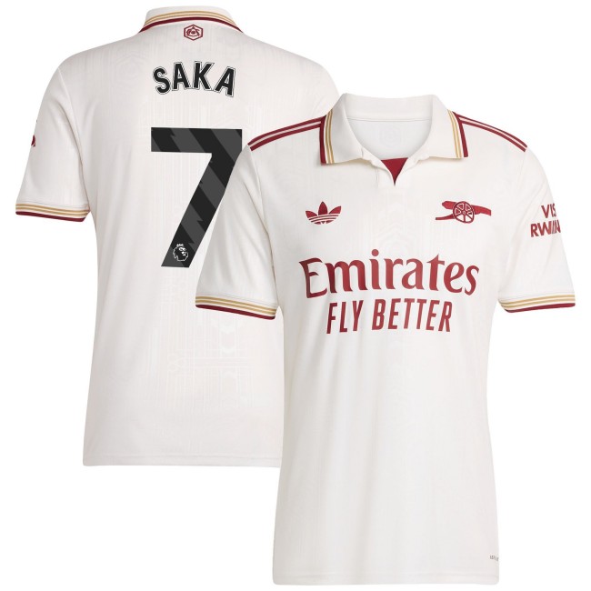 Men's Arsenal FC #7 Bukayo Saka 2025-26 Third adidas Jersey White