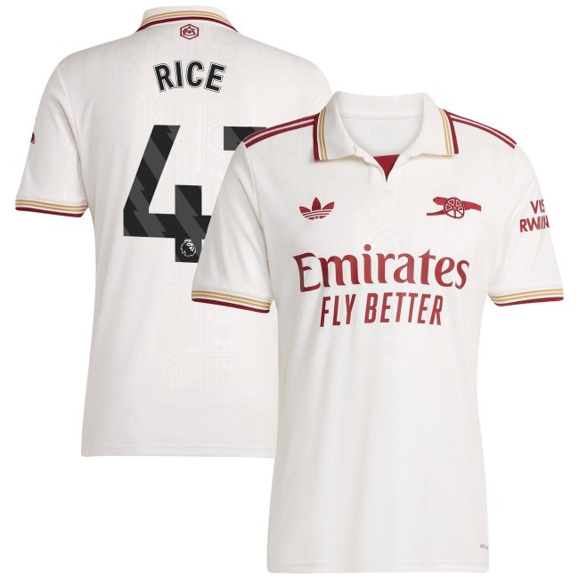 Men's Arsenal FC #41 Declan Rice 2025-26 Third adidas Jersey White