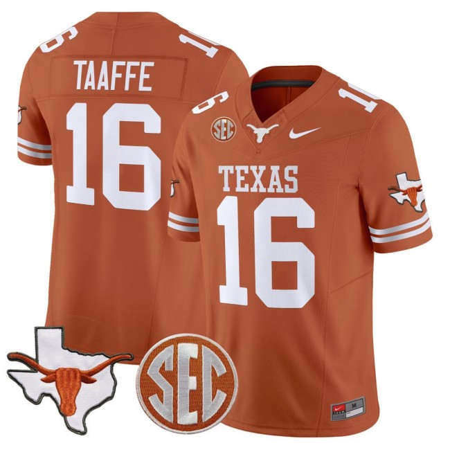 Men's Texas Longhorns #16 Michael Taaffe Orange 2025 F.U.S.E. Limited Stitched Football Jersey