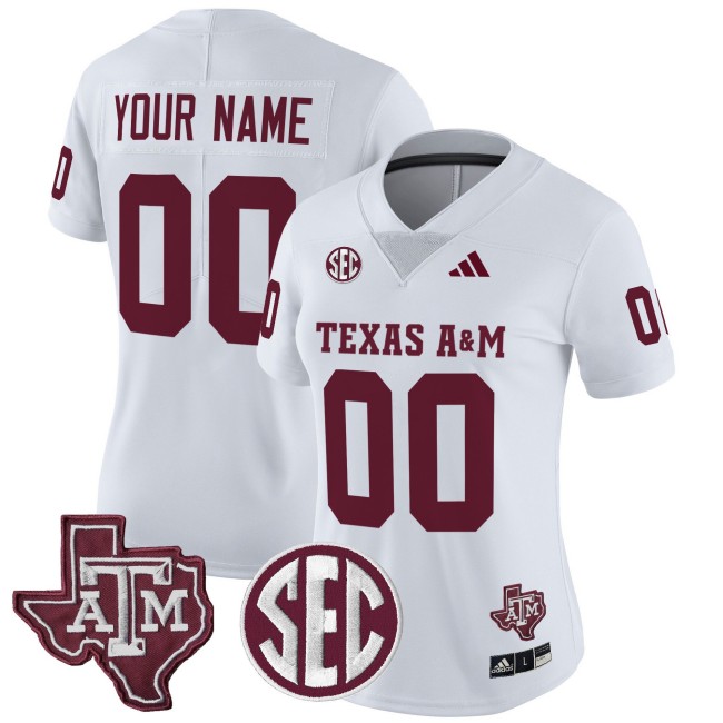 All-Gender Texas A&M Aggies Custom 2025 Vapor Limited Stitched Football Jersey - White