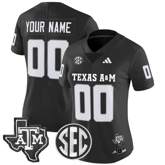 All-Gender Texas A&M Aggies Custom 2025 Vapor Limited Stitched Football Jersey - Black
