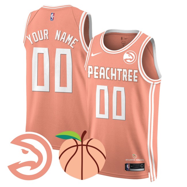 All-Gender Atlanta Hawks Custom 'Peachtree' City Edition Stitched Basketball Jersey - Peach