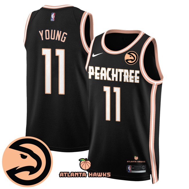 Men's Atlanta Hawks #11 Trae Young 'Peachtree' City Edition Jersey - Black