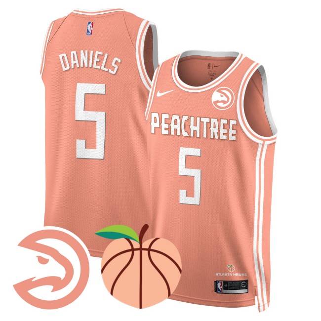 Men's Atlanta Hawks #5 Dyson Daniels 'Peachtree' City Edition Jersey - Peach