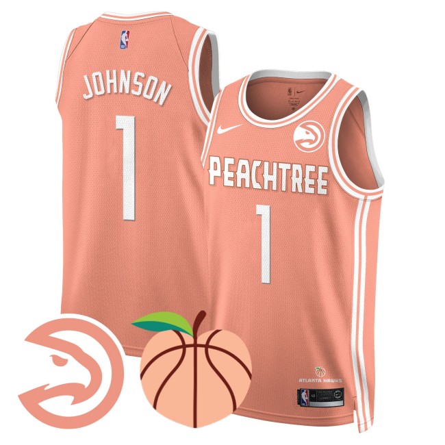 Men's Atlanta Hawks #1 Jalen Johnson 'Peachtree' City Edition Jersey - Peach