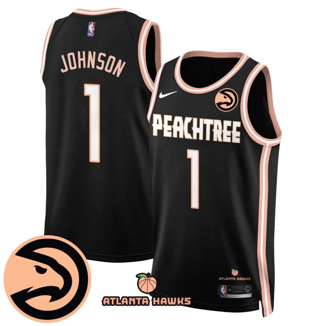 Men's Atlanta Hawks #1 Jalen Johnson 'Peachtree' City Edition Jersey - Black