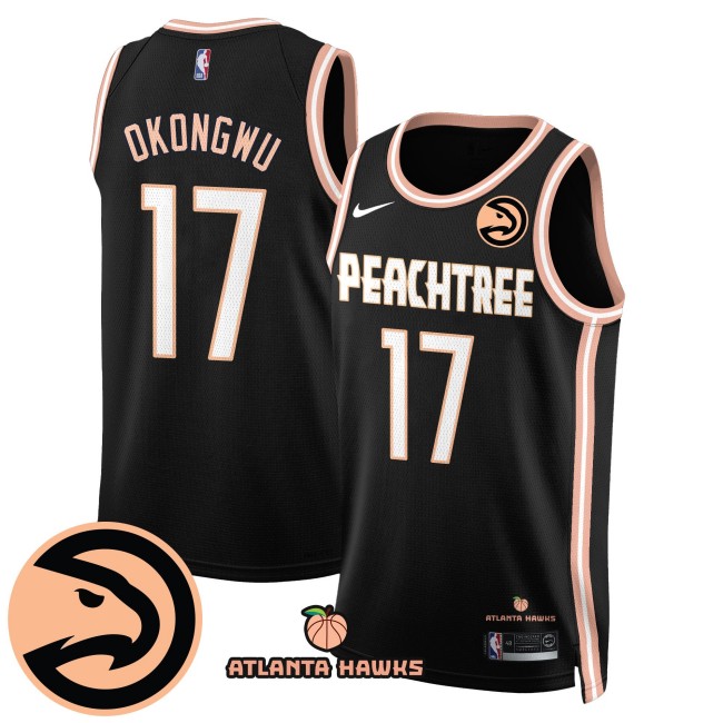 Men's Atlanta Hawks #17 Onyeka Okongwu 'Peachtree' City Edition Jersey - Black