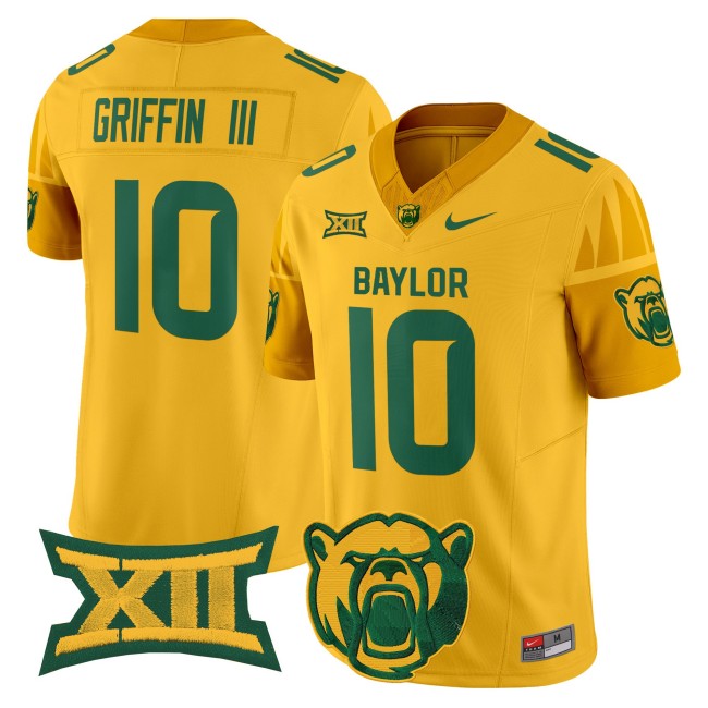 Men's Baylor Bears #10 Robert Griffin III F.U.S.E. 2025 Vapor V2 Limited Jersey - Gold