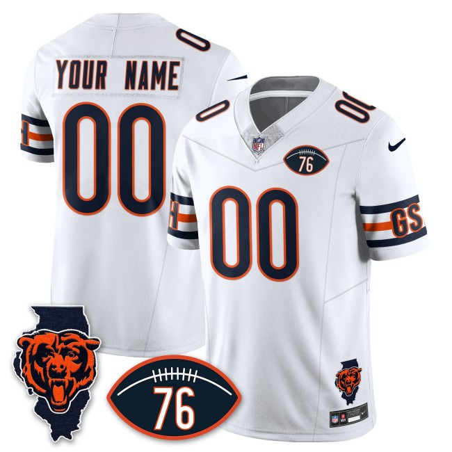 All-Gender Chicago Bears Custom F.U.S.E. Honor Steve McMichael 76 & Map Patch Limited Jersey - White