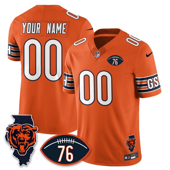 All-Gender Chicago Bears Custom F.U.S.E. Honor Steve McMichael 76 & Map Patch Limited Jersey - Orange