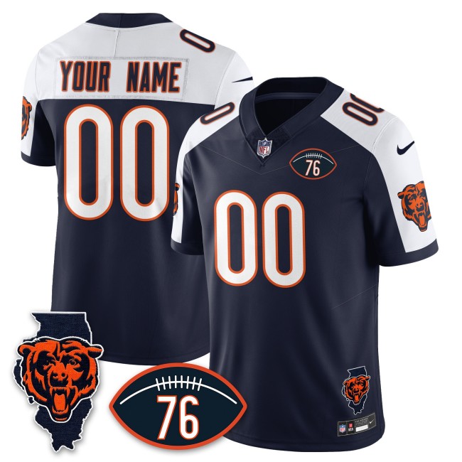 All-Gender Chicago Bears Custom F.U.S.E. Honor Steve McMichael 76 & Map Patch Limited Jersey - Navy Alternate