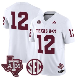 Men's Texas A&M Aggies #12 2025 Vapor Limited Jersey - White