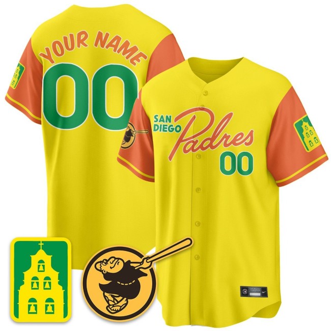 All-Gender San Diego Padres 2025 City Connect City Concept Custom Jersey - Yellow City Concept