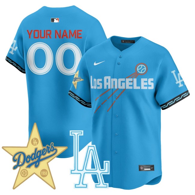 All-Gender Los Angeles Dodgers 2025 City Connect Concept Custom Jersey - Light Blue