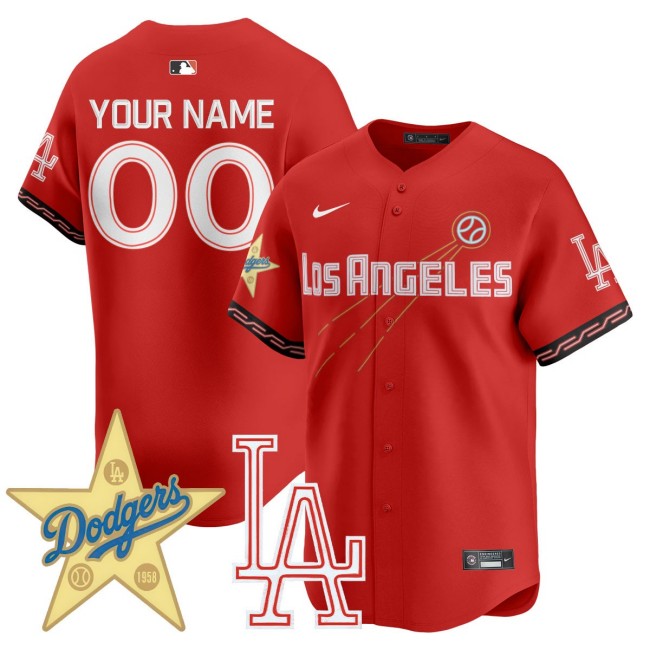 All-Gender Los Angeles Dodgers 2025 City Connect Concept Custom Jersey - Red