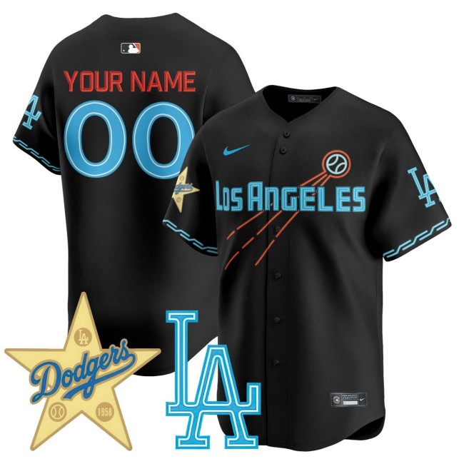 All-Gender Los Angeles Dodgers 2025 City Connect Concept Custom Jersey - Black