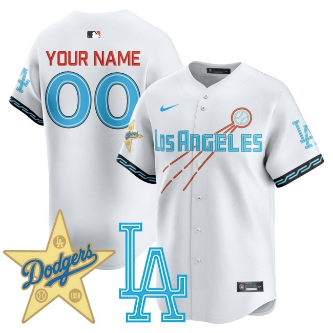 All-Gender Los Angeles Dodgers 2025 City Connect Concept Custom Jersey - White