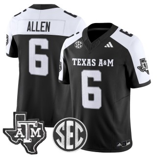 Men's Texas A&M Aggies #6 Cyrus Allen 2025 Vapor Limited Jersey - Black Alternate