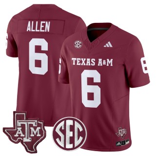 Men's Texas A&M Aggies #6 Cyrus Allen 2025 Vapor Limited Jersey - Maroon