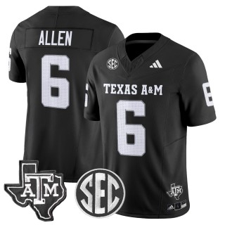 Men's Texas A&M Aggies #6 Cyrus Allen 2025 Vapor Limited Jersey - Black