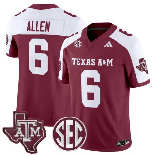 Men's Texas A&M Aggies #6 Cyrus Allen 2025 Vapor Limited Jersey - Maroon Alternate