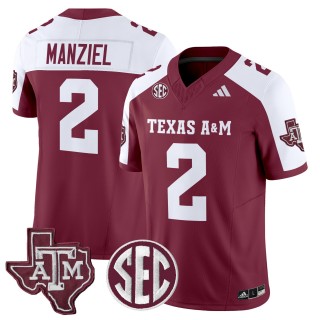 Men's Texas A&M Aggies #2 Johnny Manziel 2025 Vapor Limited Jersey - Maroon Alternate