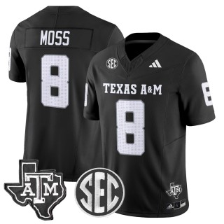 Men's Texas A&M Aggies #8 Le'Veon Moss 2025 Vapor Limited Jersey - Black