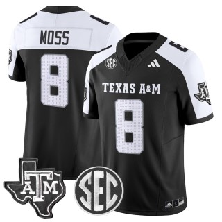Men's Texas A&M Aggies #8 Le'Veon Moss 2025 Vapor Limited Jersey - Black Alternate