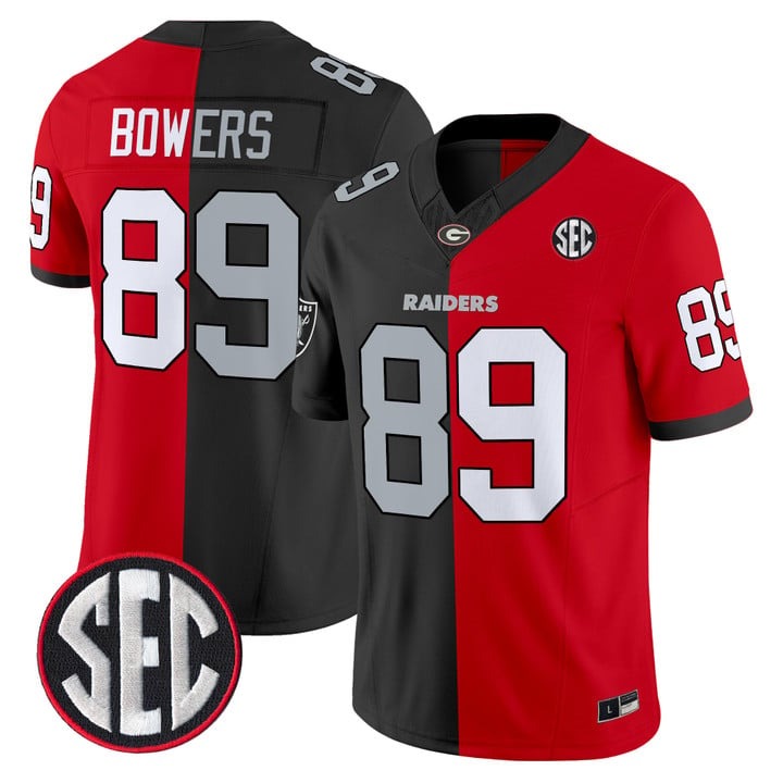 Men's Las Vegas Raiders #89 Brock Bowers UGA Split Vapor Limited Stitched Football Jersey