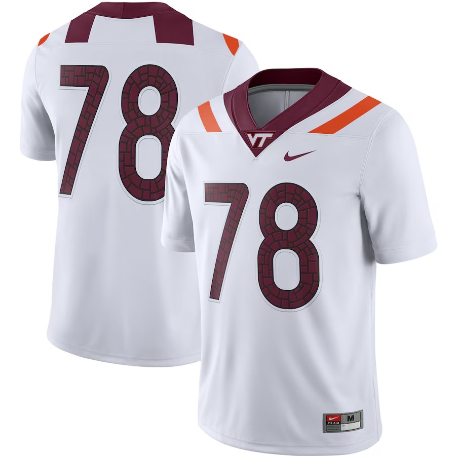 Men's Virginia Tech Hokies #78 Bruce Smith White no Name Game Player Jersey