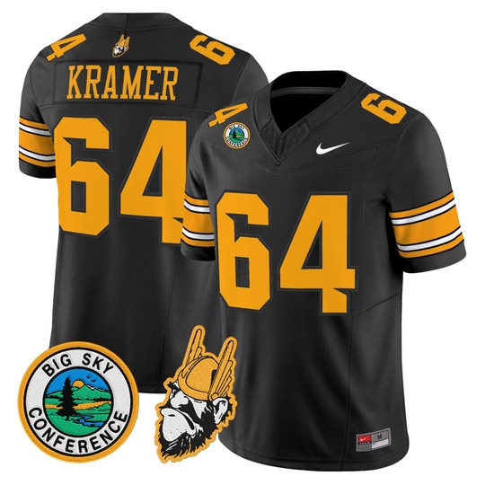 Men's Idaho Vandals #64 Jerry Kramer Black 1975 Throwback Big Sky Conference patch Vapor Limited Stitched Football Jersey