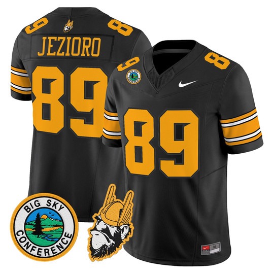 Men's Idaho Vandals #89 Ryan Jezioro Black 1975 Throwback Big Sky Conference patch Vapor Limited Stitched Football Jersey