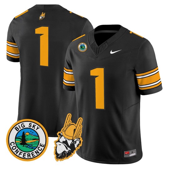Men's Idaho Vandals #1 Black 1975 Throwback Big Sky Conference patch Vapor Limited Stitched Football Jersey